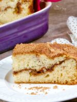 Old fashioned cinnamon coffee cake with crumb topping.