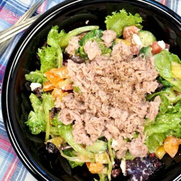 Green salad and tuna.