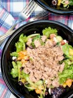 A simple green salad with tuna for an easy meal.
