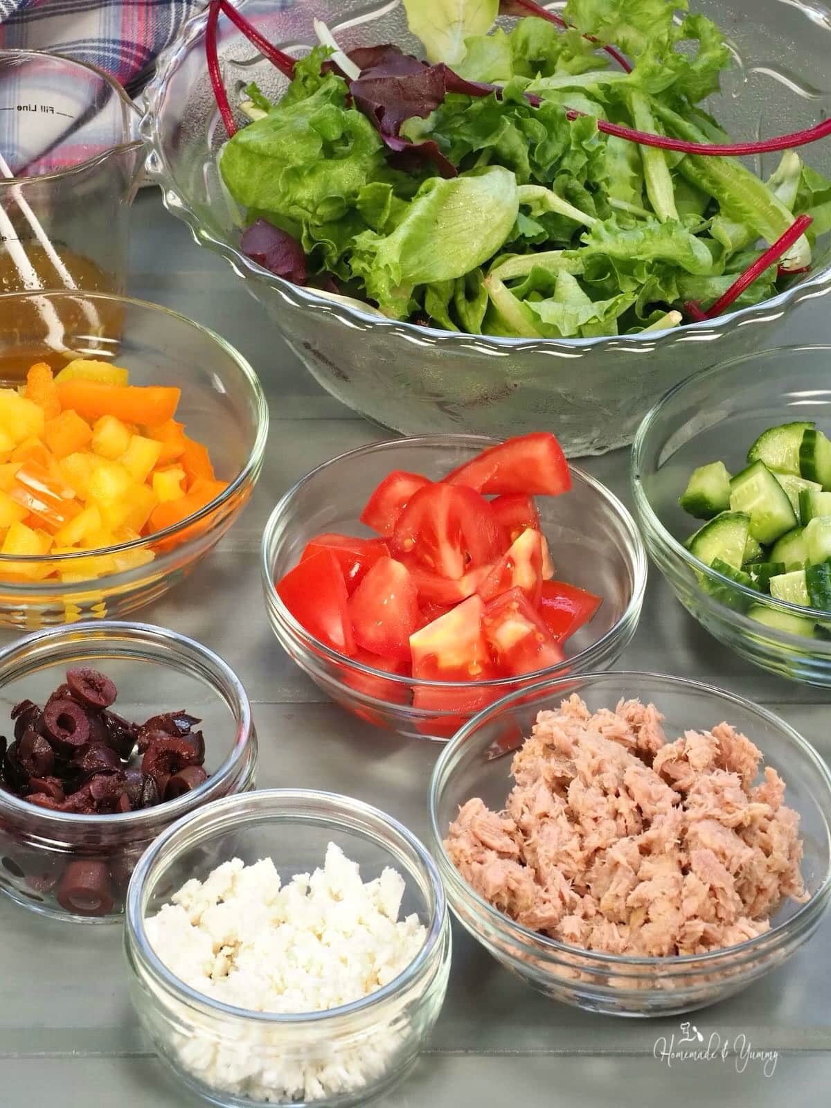Ingredients to make a green tuna salad.