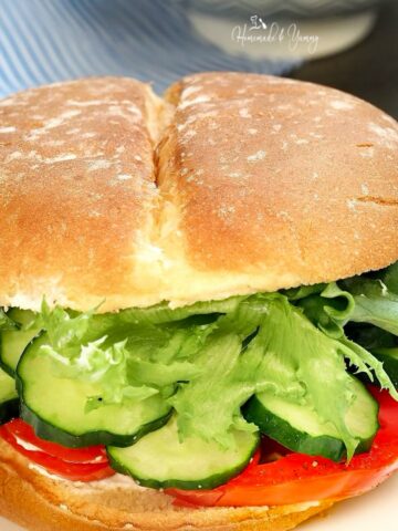 Cucumber and tomato sandwich.