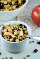 Chickpea apple salad with cranberries and pumpkin seeds.